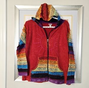 Sunshine Daydream Greater Good Hooded Full Zip Jacket Sweater, Boho